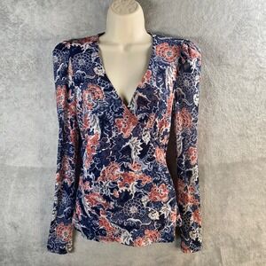 Vintage Y2k INC International Concepts Floral Print Long Sleeve Sheer Top Small
